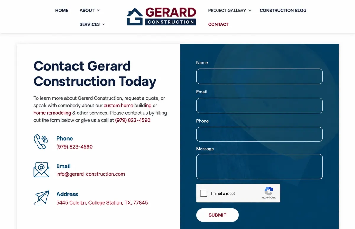 Gerard Construction Contact Page (1)